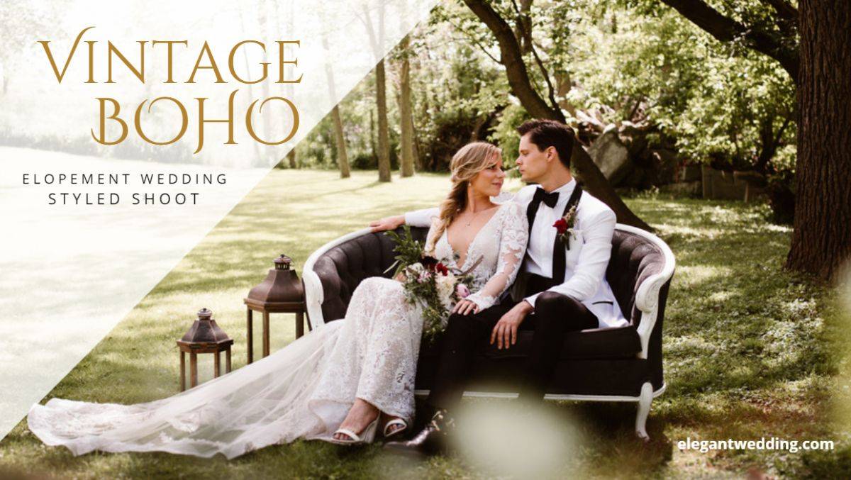 Vintage Boho Elopement Wedding Styled Shoot Elegant Wedding
