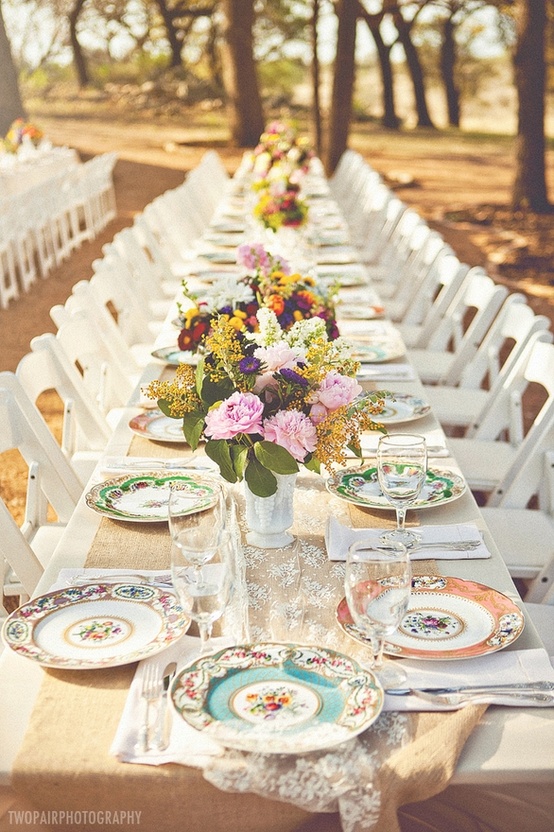 Mismatched China Table Settings