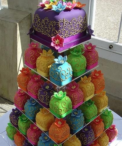 Colorful Indian Theme Wedding Cake