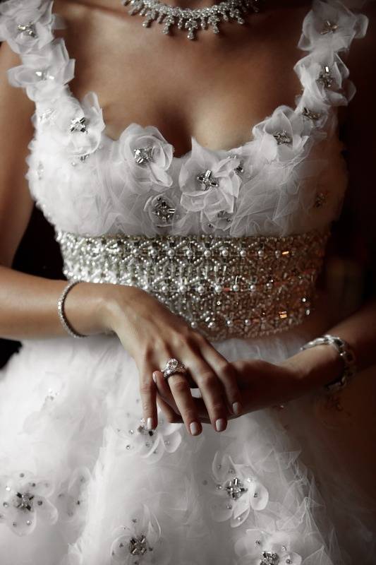 Textured Wedding Dress with Crystals