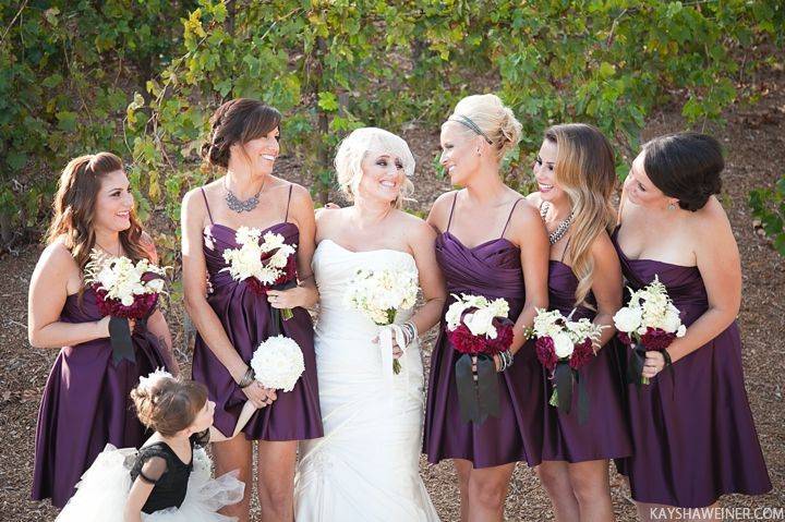 Fall Wedding Palette: Deep Purple and Charcoal Deep Purple Bridesmaid Dresses