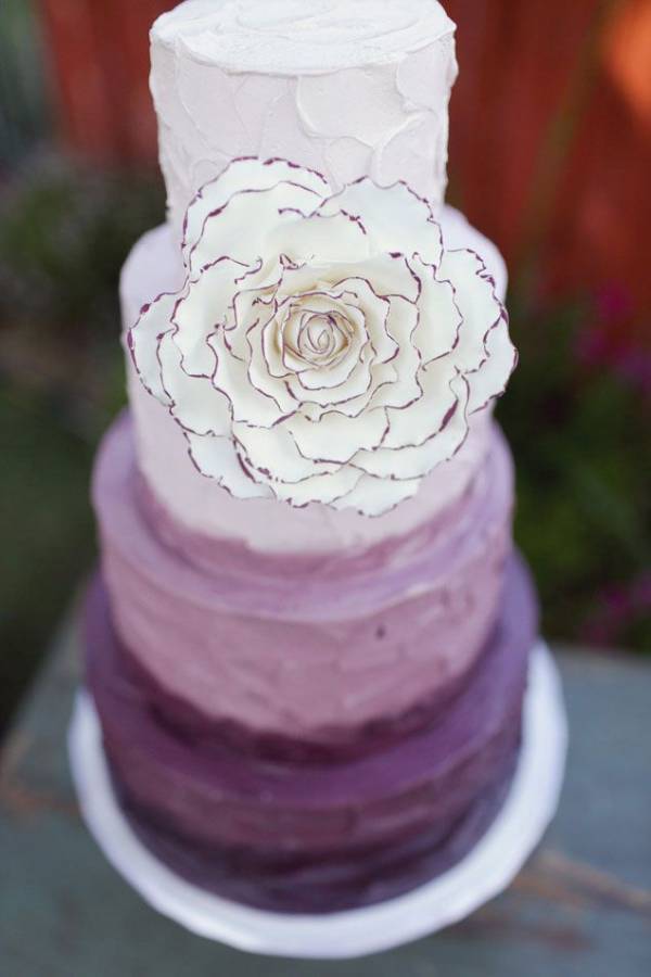 Fall Wedding Palette: Deep Purple and Charcoal Deep Purple and White Ombre Wedding Cake