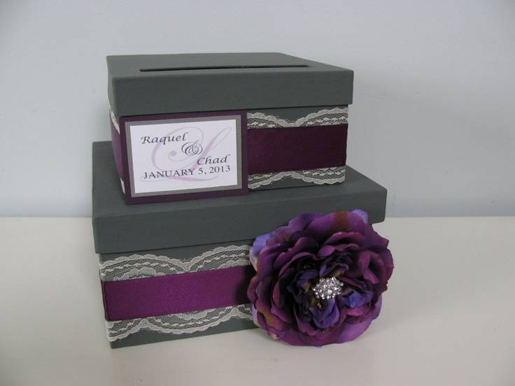 Deep Purple and Charcoal Colored Card Box