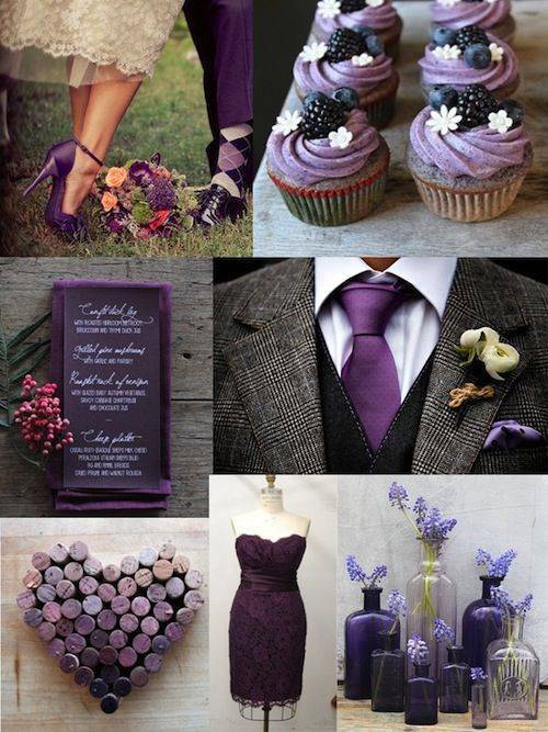 Deep Purple and Charcoal Wedding Colors