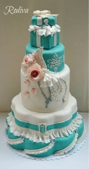Tiffany Blue and White Wedding Cake