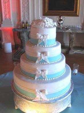 Tiffany Blue and White Bow Wedding Cake