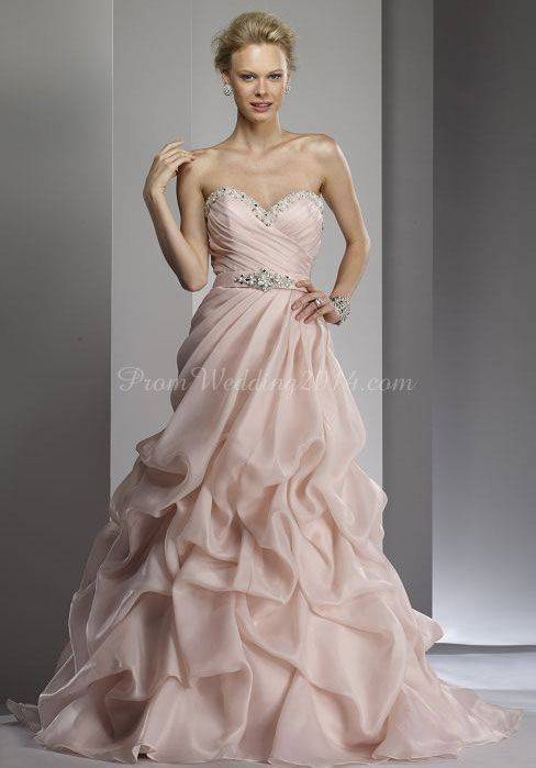 Strapless Beaded Soft Pink Wedding Dress