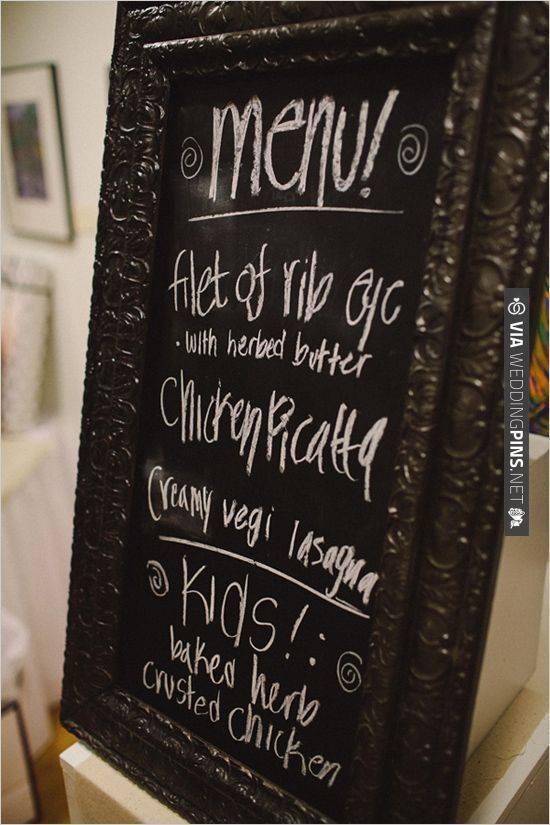 Chalkboard Wedding Menu