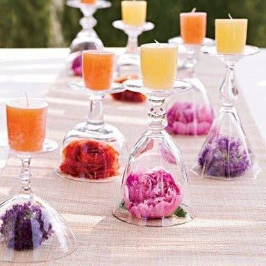 Wine Glass Candle Centerpieces