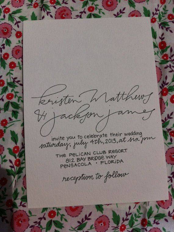 Beautiful Handwritten Wedding Invitations