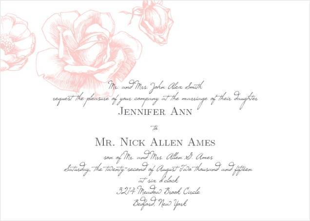 The Illustrated Rose Wedding Invitation by BasicInvite.com